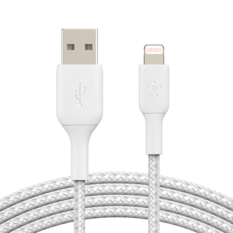 Belkin Boost Braided Lightning to USB-A Cable – 1M, White | CAA002BT1MWH
