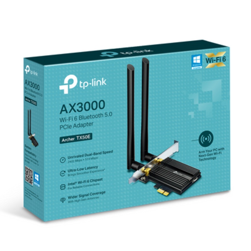 TP-Link AX3000 Wi-Fi 6 Bluetooth 5.0 PCIe Adapter | Archer TX50E