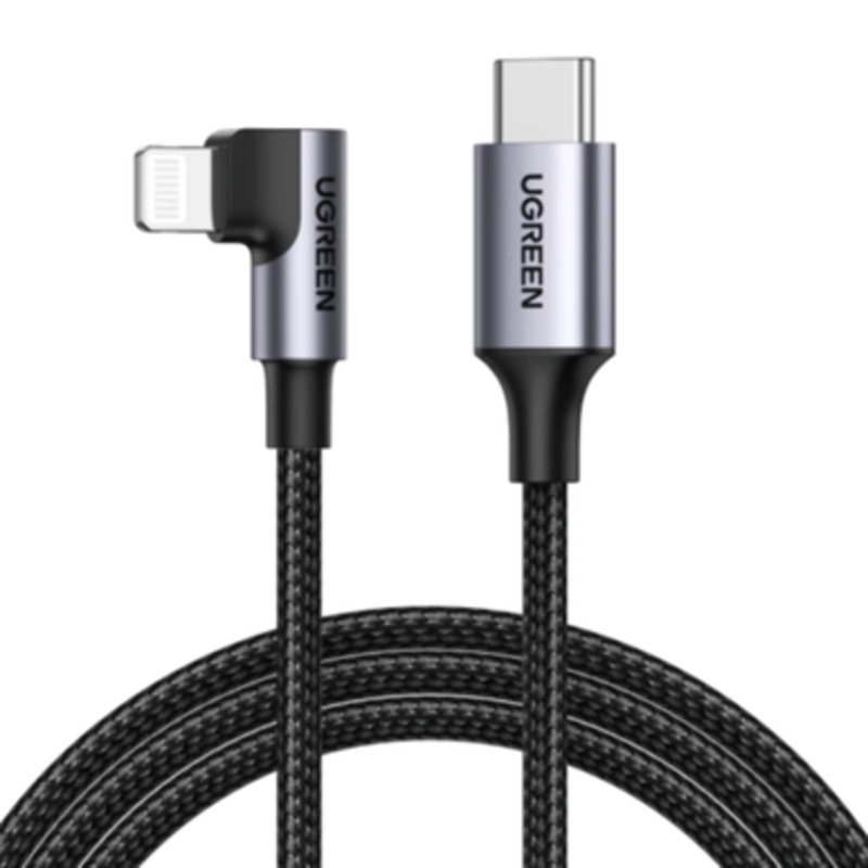 UGREEN USB-C to Angled Lightning Charging & Sync Cable 2M Black | 60765