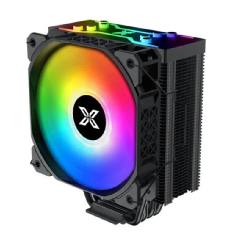 Xigmatek Air Killer Pro High-Performance CPU Cooler  Black, 120mm PWM ARGB Fan, 4 Direct-Touch Copper Heat Pipes, 160W TDP, Mini ARGB LED Controller, Intel LGA 1700/1200/115x & AMD AM5/AM4 Compatible | Model: EN47895