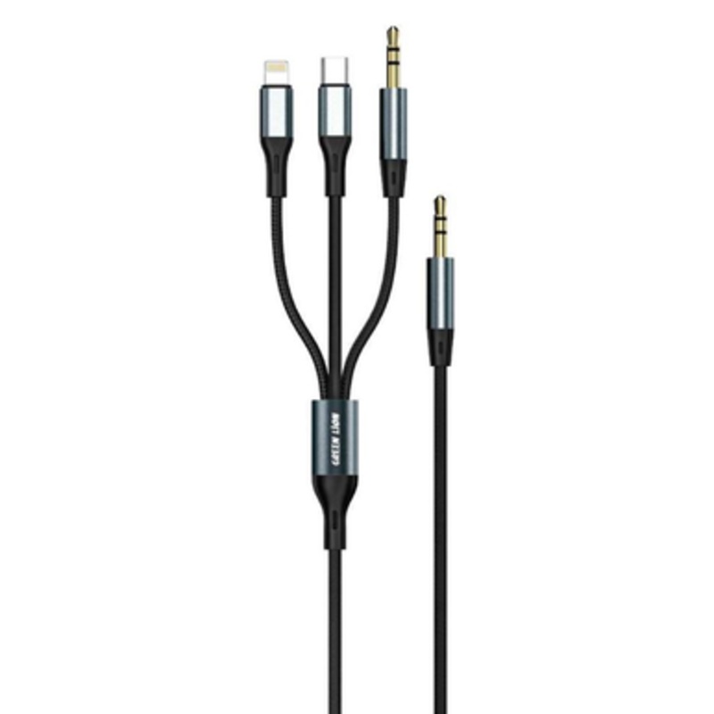 Green Lion 3 in 1 1.2M 3.5MM AUX Cable | GNAUX3IN1CBK