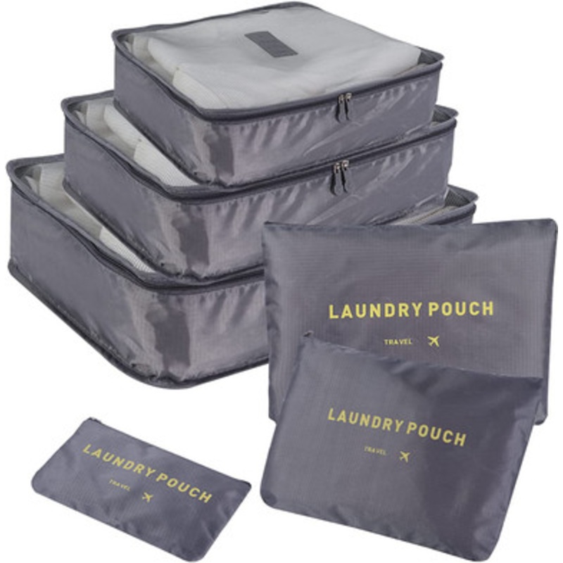 Travel Luggage  6 Pcs Set Organizer Packing Cubes Set Grey