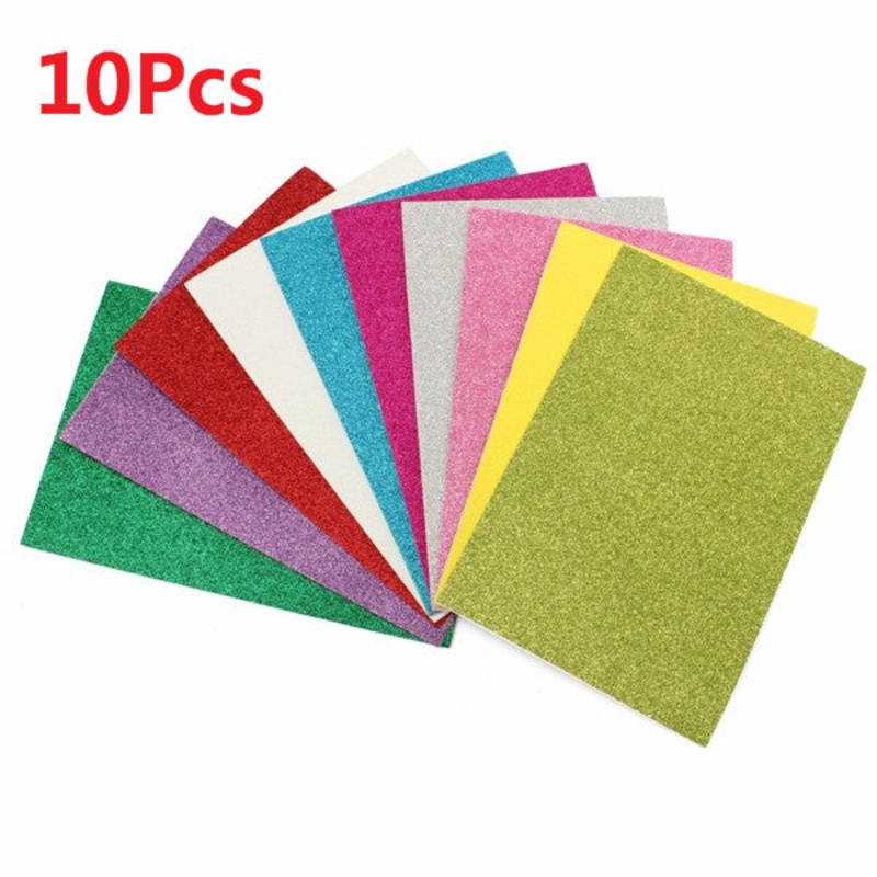 10Pcs 8×12 Inch Adhesive Glitter Paper Card Assorted Colors Scrapbooking Crafts