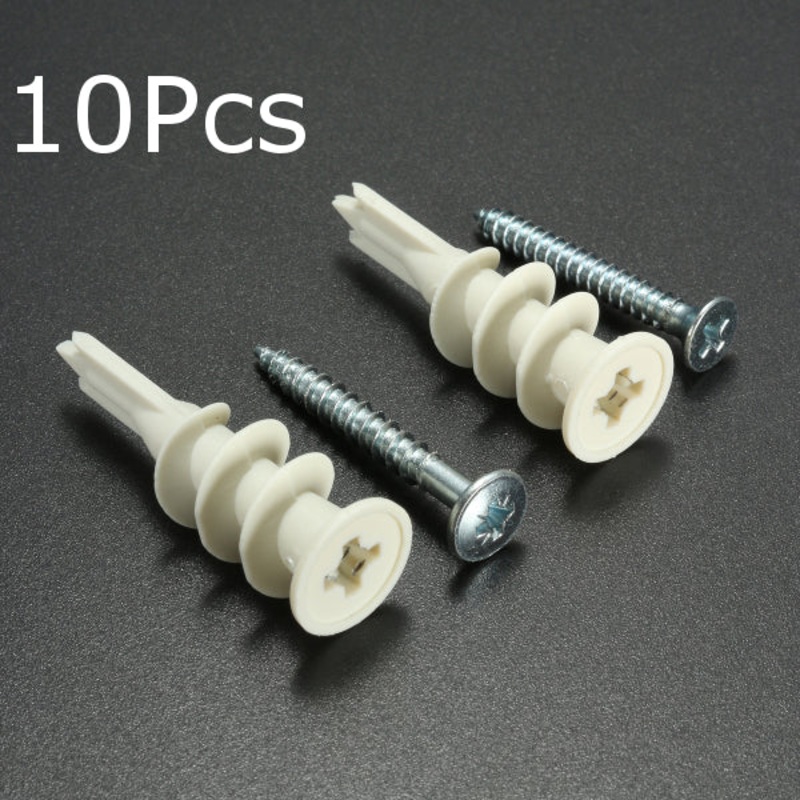10Pcs Nylon Plate Board Cavity Wall Plug Fixing Speed G Anchor With Screws
