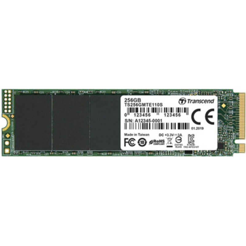 Transcend SSD M.2 2280 PCIe NVMe 256GB, Gen3 | TS256GMTE110S