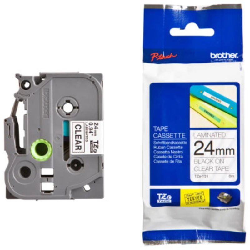 Brother Labelling Tape Cassette  Black on Clear , 36mm wide | TZE-161