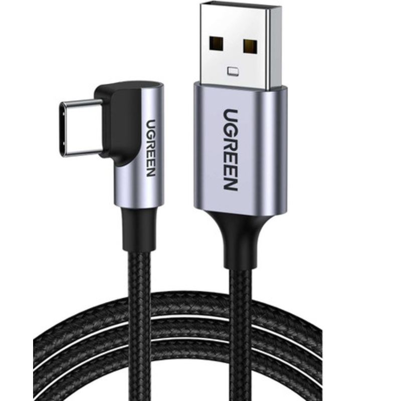 UGREEN USB to Angled USB-C Fast Charge & Sync Cable 2M Black | 50942