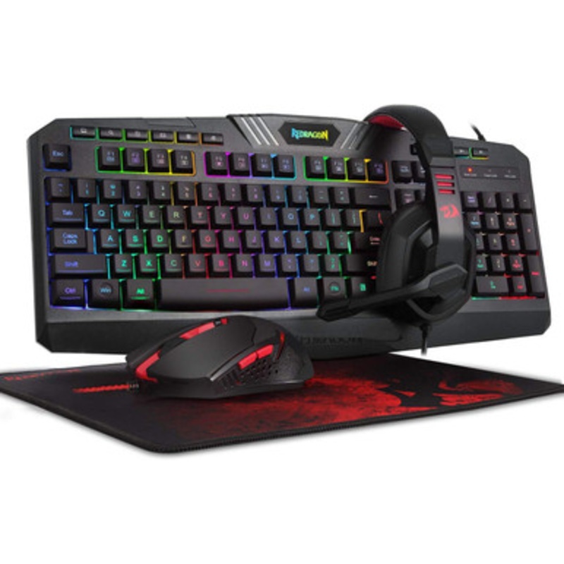REDRAGON 4-in-1 Gaming Keyboard, Mouse, Headset, Mousepad Combo Set | S101-BA-2