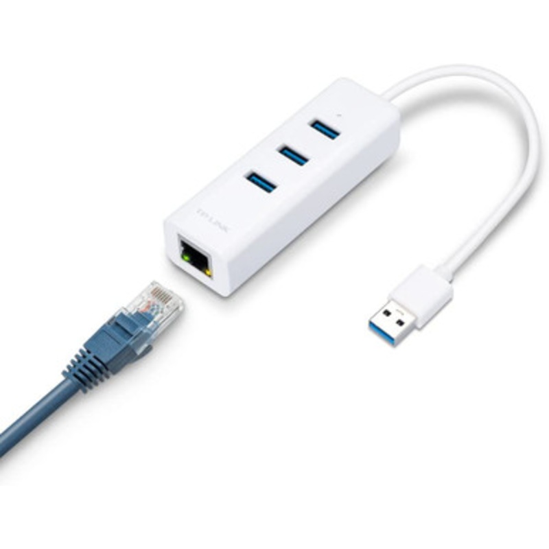 TP-Link 3-Port USB 3.0 Portable USB Hub with 1 Gigabit Ethernet Port Network Adapter, Plug & Play for MacBook, Mac Pro/Mini, iMac, XPS, Surface Pro, Notebooks, Desktop Pcs (UE330)