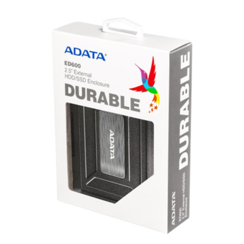 ADATA ED600 2.5 External Enclosure  Durable, IP54 Waterproof, Shockproof, Dustproof, Tool-Free, USB 3.1, SSD & HDD Support (AED600U31)