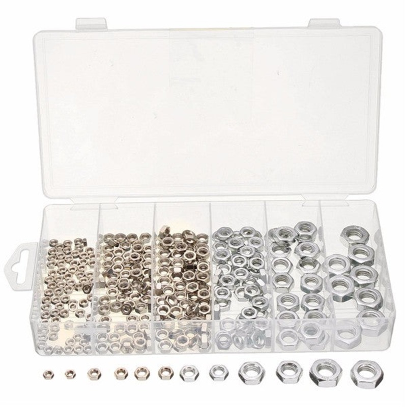 Suleve MXSN3 M3/M4/M5/M6/M8/M10 Stainless Steel Metric Nut Assortment Kit 300Pcs