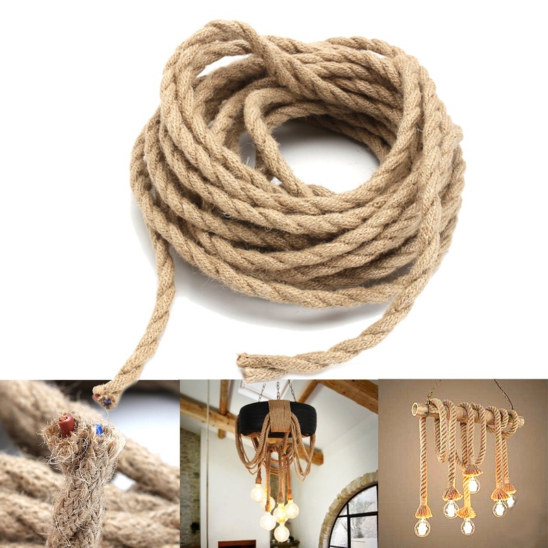 10m 2×0.75mm Hemp Rope Power Cable Wire Wire Braided Fabric Twisted