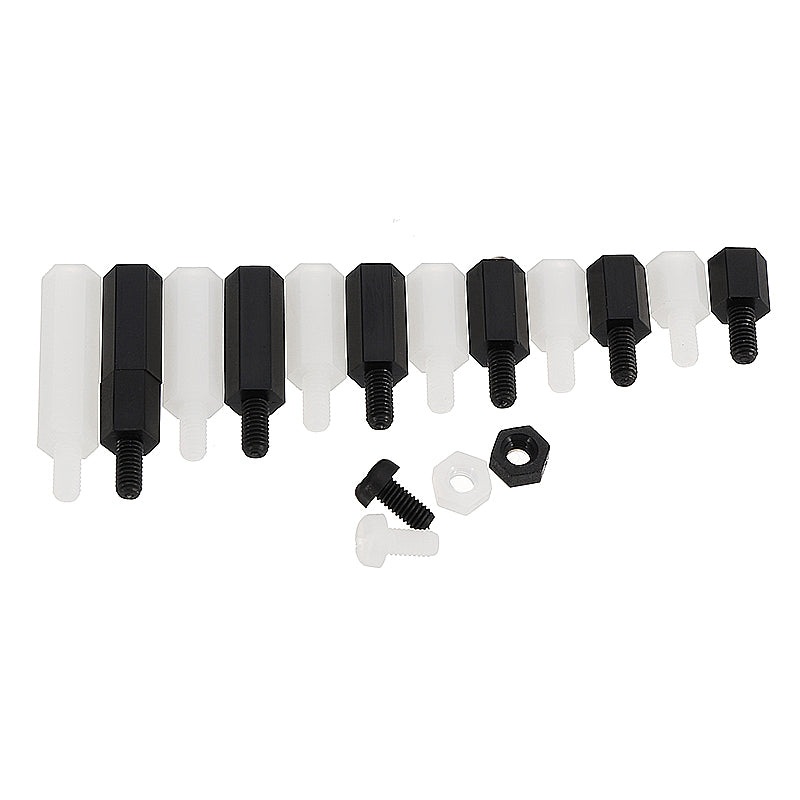 Suleve M3NH11 M3 Nylon Screw Black White Hex Screw Nut PCB Standoff Assortment Kit 180Pcs