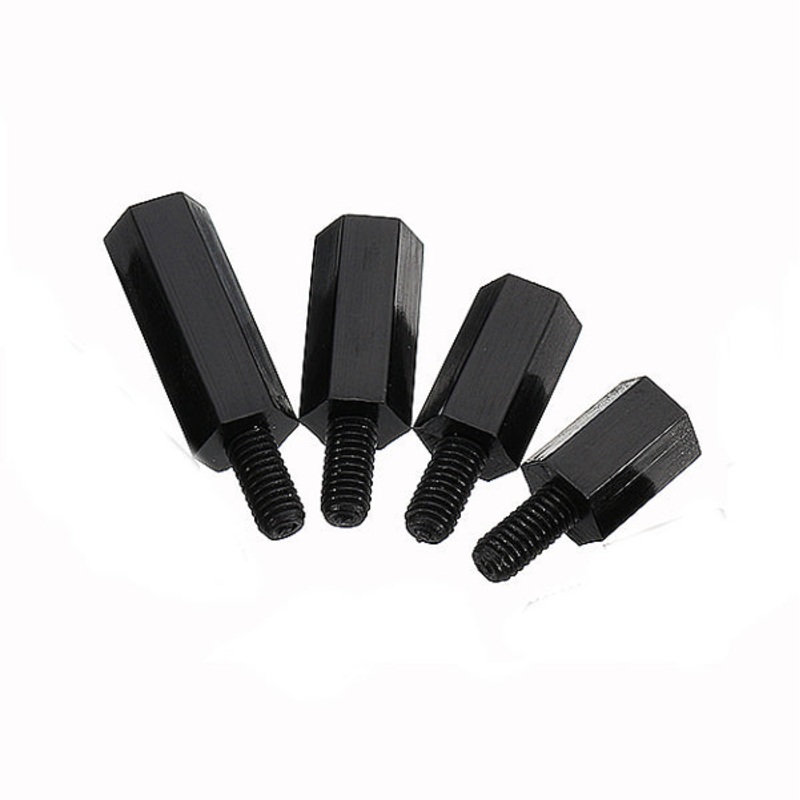 Suleve M2NH5 50pcs M2 Nylon Black Hex Screw PCB Standoff