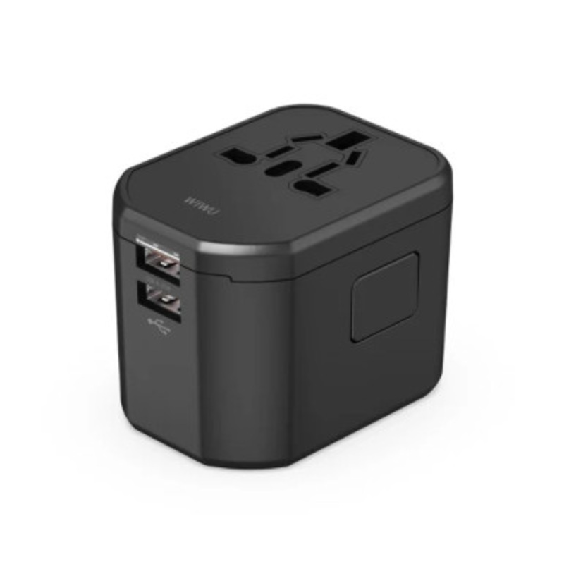 WIWU Universal Adapter + 2 USB ports Wi-UA001 Black | WI-UA001-BLK