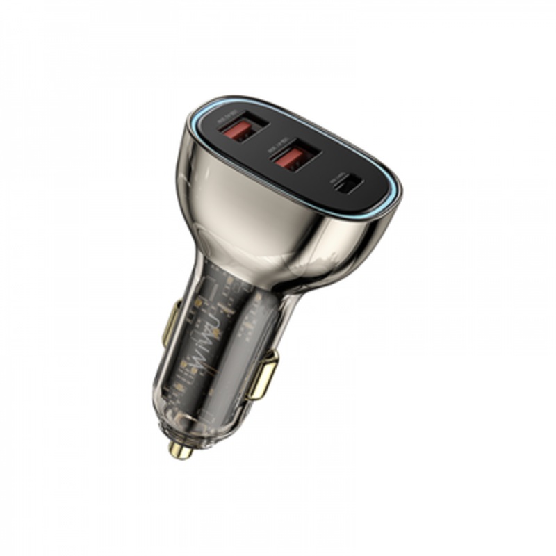 WIWU Zinc Alloy 90W Car charger Wi-QC013 – Translucent Black | WI-QC013-TBLK