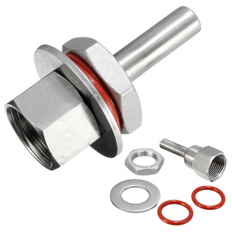1/2 Install Fastening Fittings Home Brew Beer + 2.5 Inch Kettle Thermowell Kit