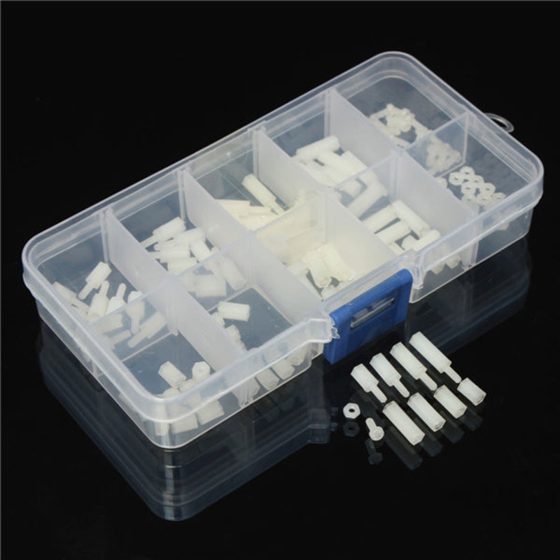 Suleve M2NH1 M2 Nylon Screw White Hex Screw Nut Nylon PCB Standoff Assortment Kit 120pcs