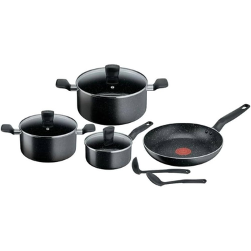 Tefal Dark Stone 9 pcs set (Stewpot 20cm + Lid/ 24cm + Lid/Saucepan 16cm + Lid/ Frypan 28cm + 2 tools)  | B491S985