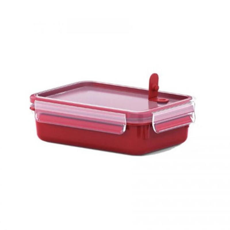Tefal Master Seal Micro Rectangle Food Storage, Red/Clear, 0.8 Litre | K3102112