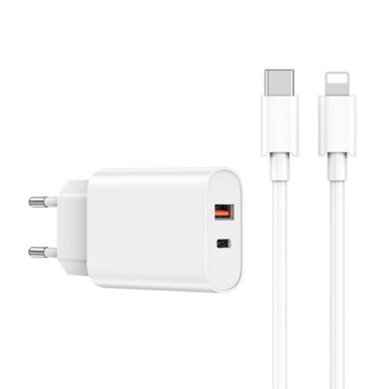 WIWU PD+ QC Charger+ Cable Sets EU plug+ C to L Wi-U002 C-L White | CH-U002-WT