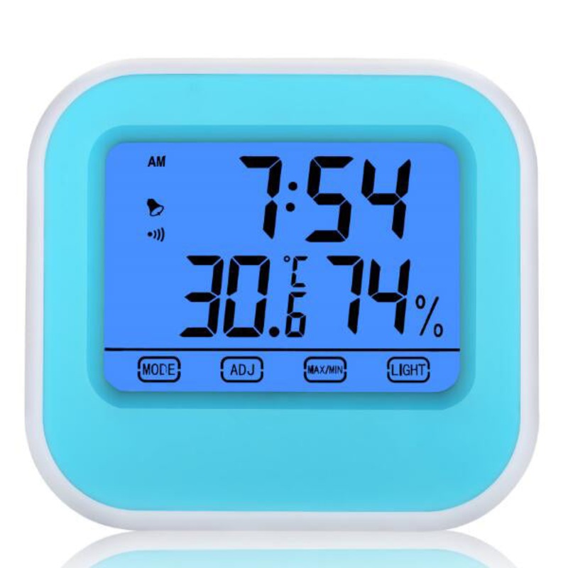 TH026 Touch Screen Digital Thermometer Hygrometer Temperature & Humidity Meter /  Clock with Backl