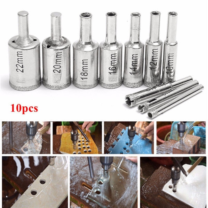 10pcs 5-22mm Diamond Hole Saw Drill Bit Set Tile Ceramic Glass Porcelain Marble Drill Bits