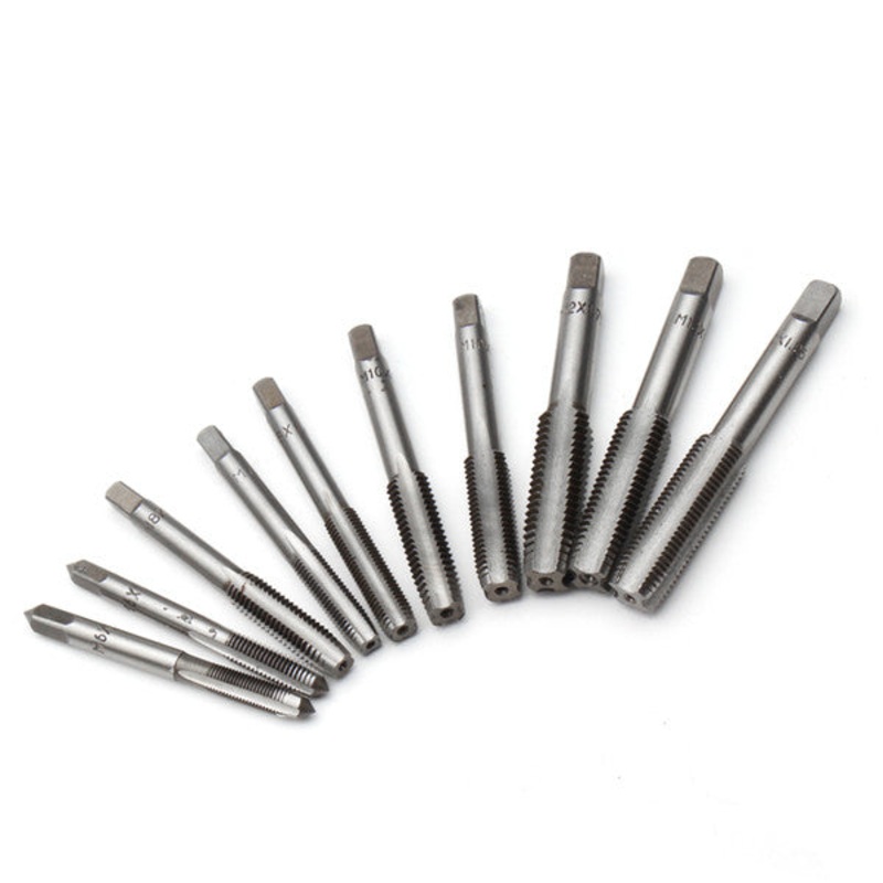 10pcs M6 to M12 Taps Set Machine Hand Screw Thread Metric Plug Tap Drill Bits
