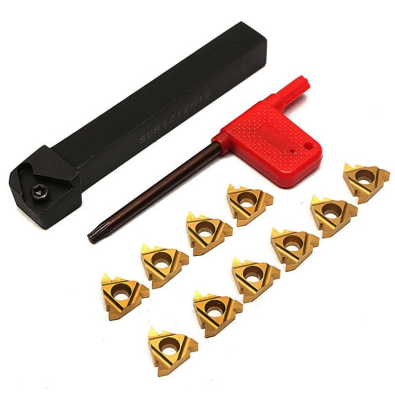 SER1212H16 Holder External Thread Turning Tool Boring Bar with 10pcs 16ER AG60 Inserts
