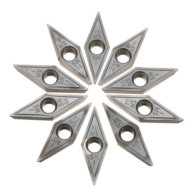 10Pcs Carbide Inserts VCMT160404-SM IC907 VCMT331-SM Lathe Carbide Inserts for Turning Tool Holder