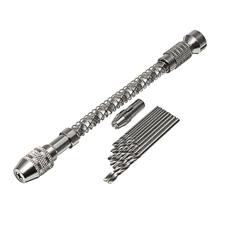 Semi-automatic Mini Hand Drill With 10pcs 0.8-1.8mm Twist Drill Bits Set
